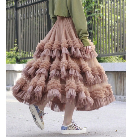 Boho Stretchy Waist Color Block Mesh Flowy Maxi Skirt - Picture 2 of 6